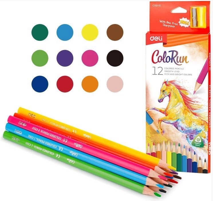 DELI Pastelky 12ks ColoRun EC132-12 (24set/bal, 240set/krt)