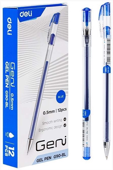 DELI Gelové pero 0,5mm - modré EG90-BL (12ks/bal, 1728ks/krt)