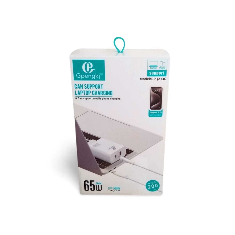 Ultra Rychlonabíječka 65W 2v1 USB 3.0 USB-C s kabelem USB-C 2M Gpengkj (12sad/bal, 120sad/krt)