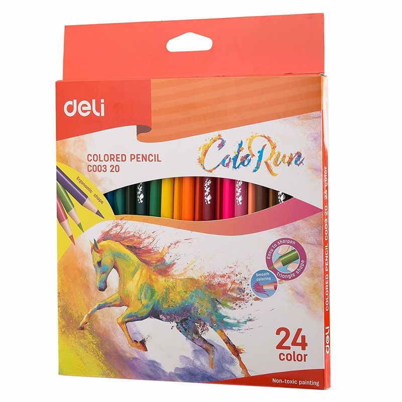 DELI Pastelky trojhranné 24ks ColoRun EC00320_24 (24set/bal, 72set/krt)