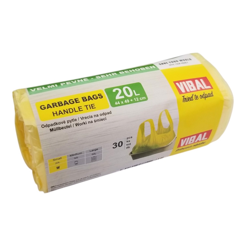 Odpad. sáček zavaz. 20L žluté 130g 30ks [20rolí/krt]