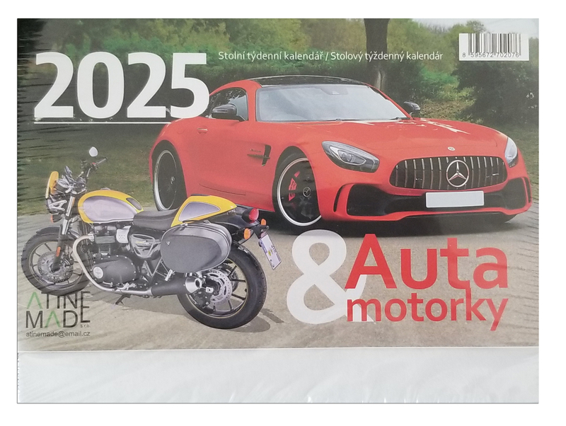 Stolní kalendář 2025 220x170mm - Auta a motorky (10ks/bal)