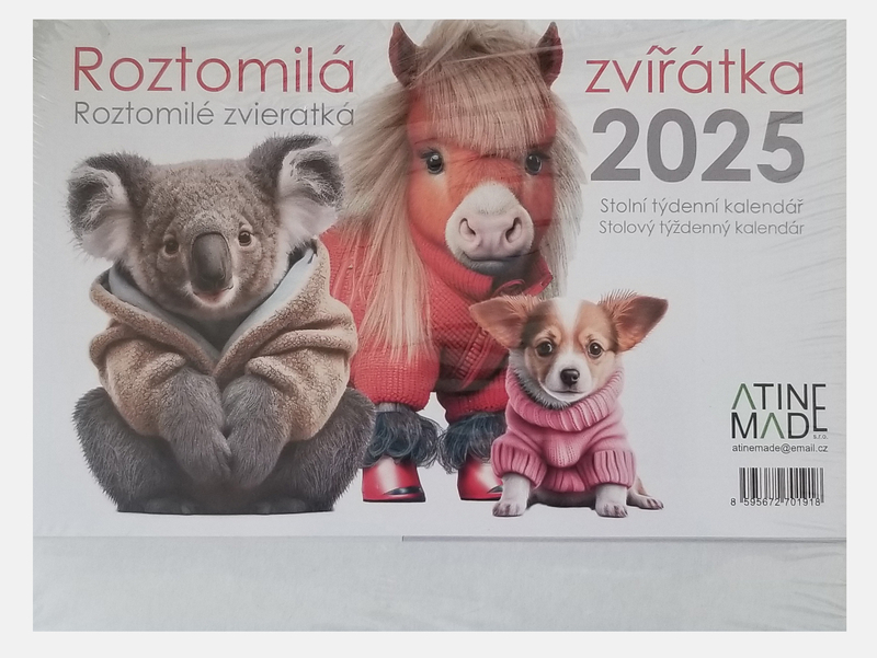 Stolní kalendář 2025 220x170mm - Roztomilá zvířátka (10ks/bal)