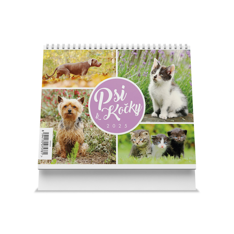 Stolní kalendář 2025 175x140mm - Psi & Kočky (10ks/bal)