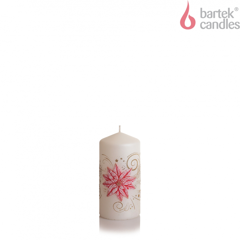 Bartek Svíčka slupek 60x130 280g Christmas Flower bílá + červená (12ks/krt)